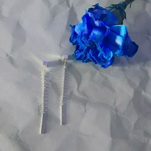 Silver cube thread through earrings